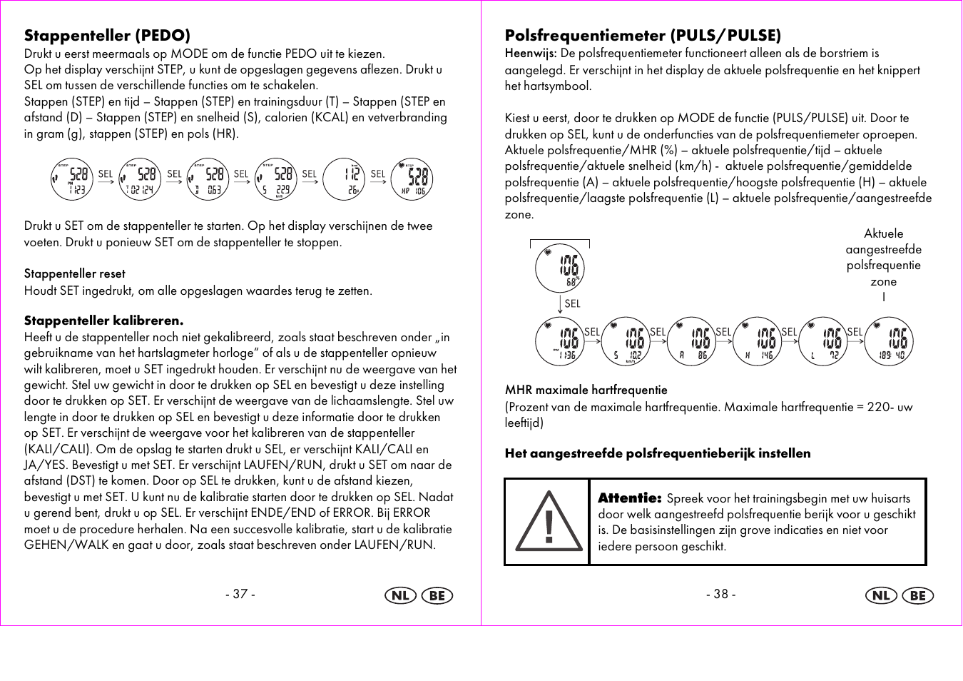 Stappenteller (pedo), Polsfrequentiemeter (puls/pulse) | Crivit 1-LD3875 User Manual | Page 20 / 47