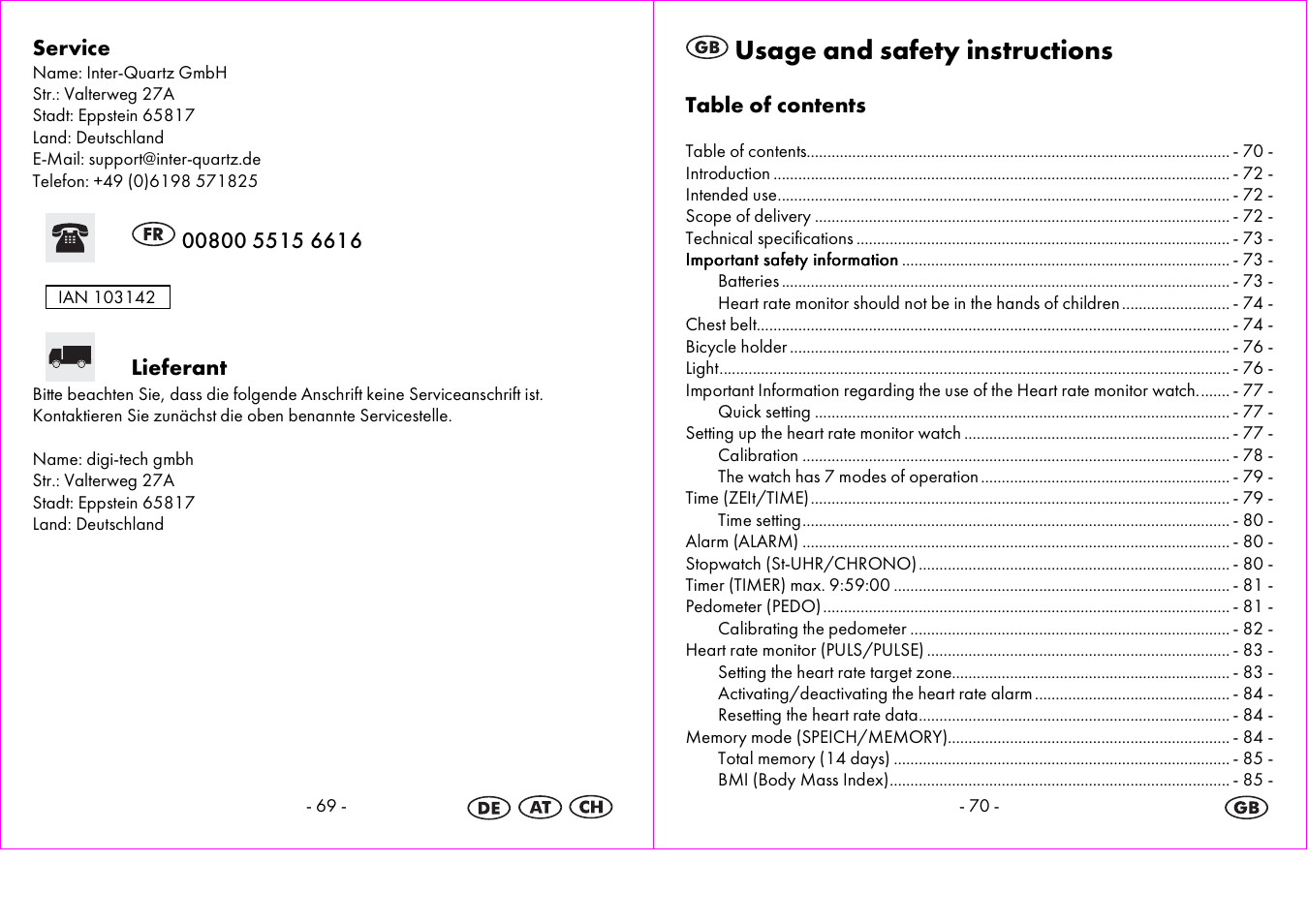 Usage and safety instructions | Crivit 1-LD3875 User Manual | Page 36 / 47