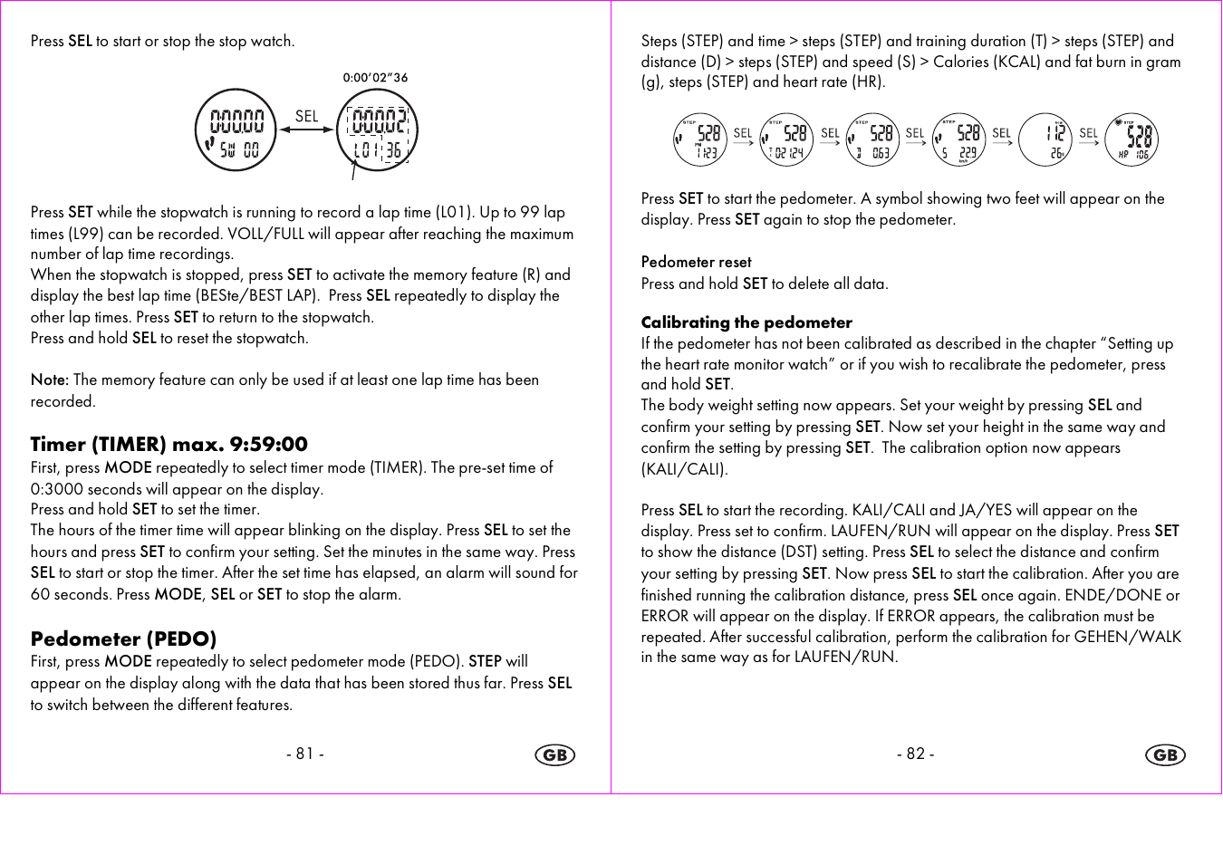Pedometer (pedo) | Crivit 1-LD3875 User Manual | Page 42 / 47