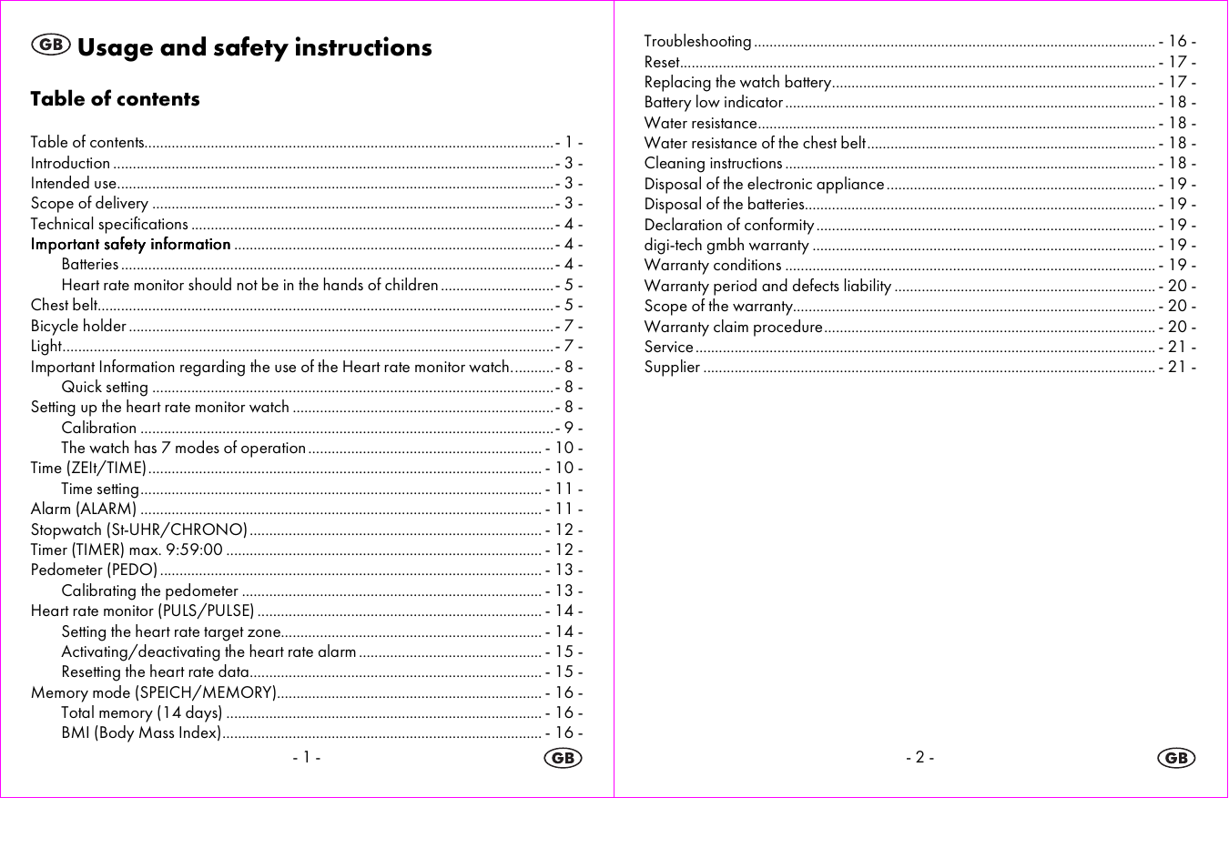 Usage and safety instructions | Crivit 1-LD3875 User Manual | Page 2 / 45