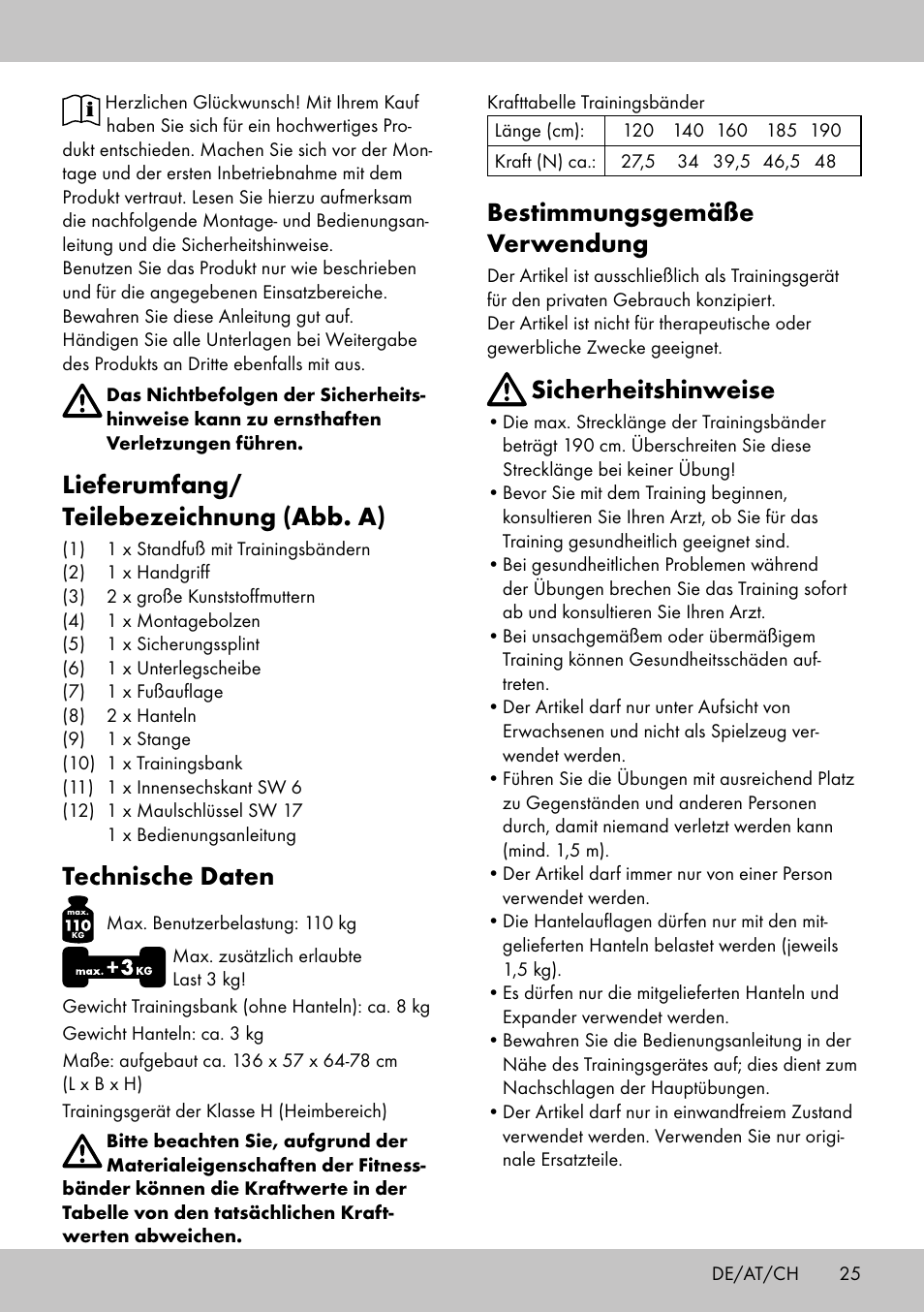 Lieferumfang/ teilebezeichnung (abb. a), Technische daten, Bestimmungsgemäße verwendung | Sicherheitshinweise | Crivit TB-1701 User Manual | Page 23 / 30