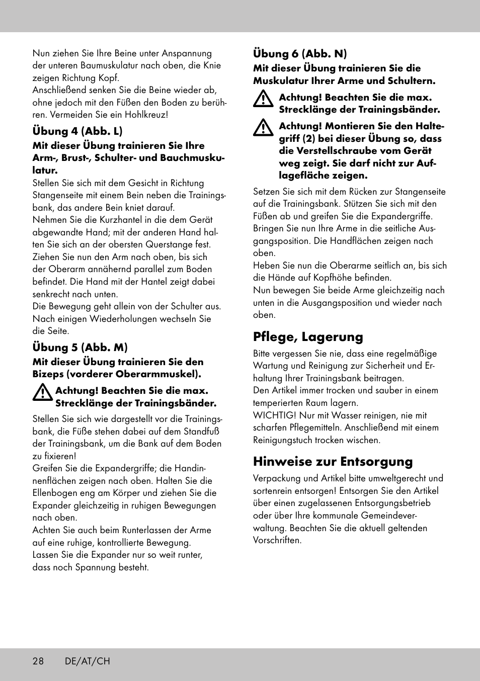 Pflege, lagerung, Hinweise zur entsorgung | Crivit TB-1701 User Manual | Page 26 / 30