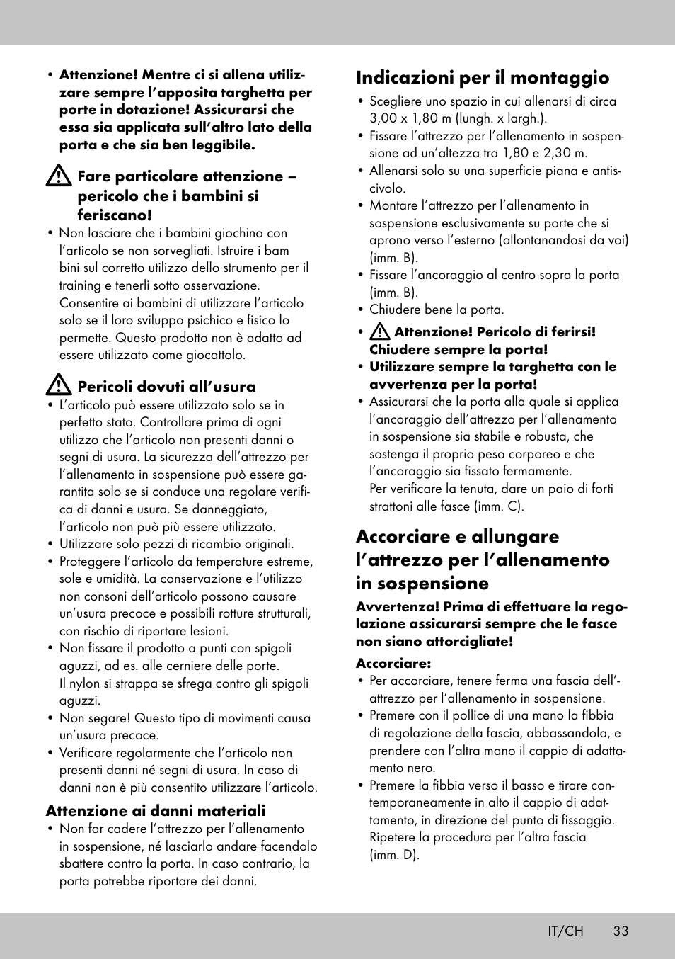 Indicazioni per il montaggio | Crivit ST-1744 User Manual | Page 33 / 50