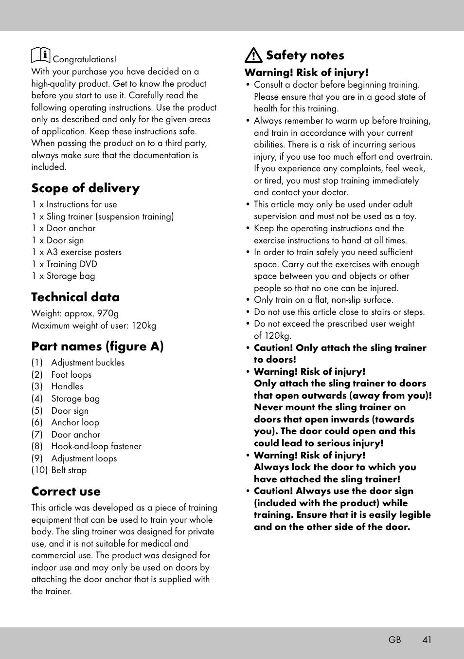 Scope of delivery, Technical data, Part names (figure a) | Correct use | Crivit ST-1744 User Manual | Page 41 / 50