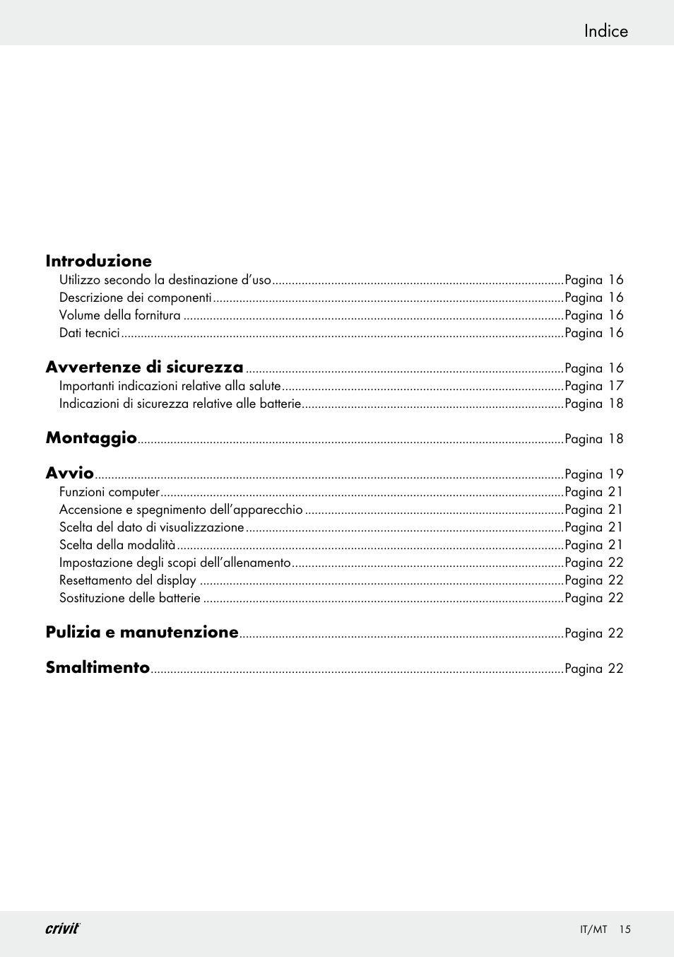 Indice | Crivit Z29550 User Manual | Page 15 / 49