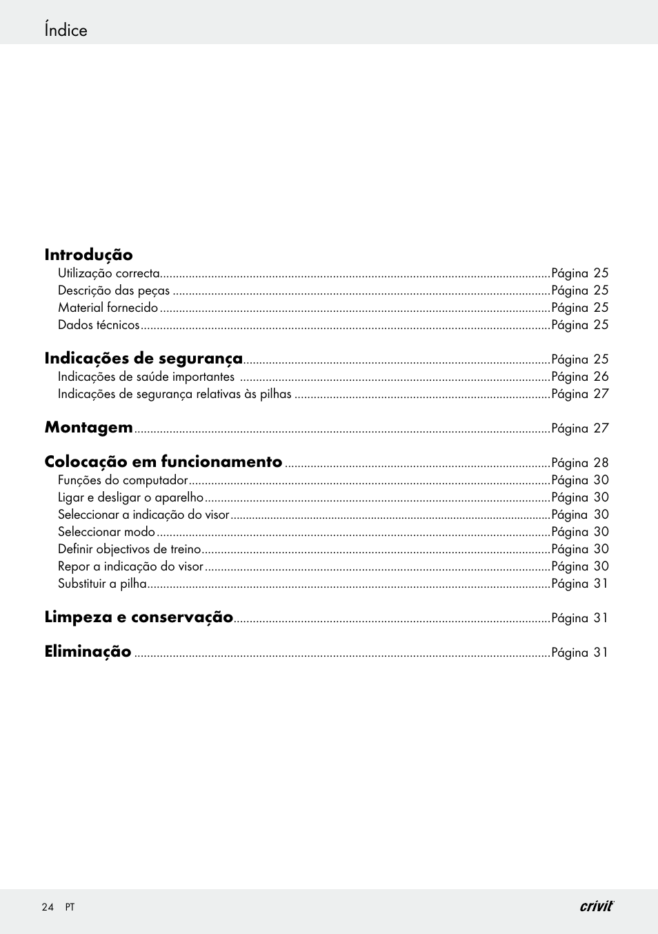 Índice | Crivit Z29550 User Manual | Page 24 / 49