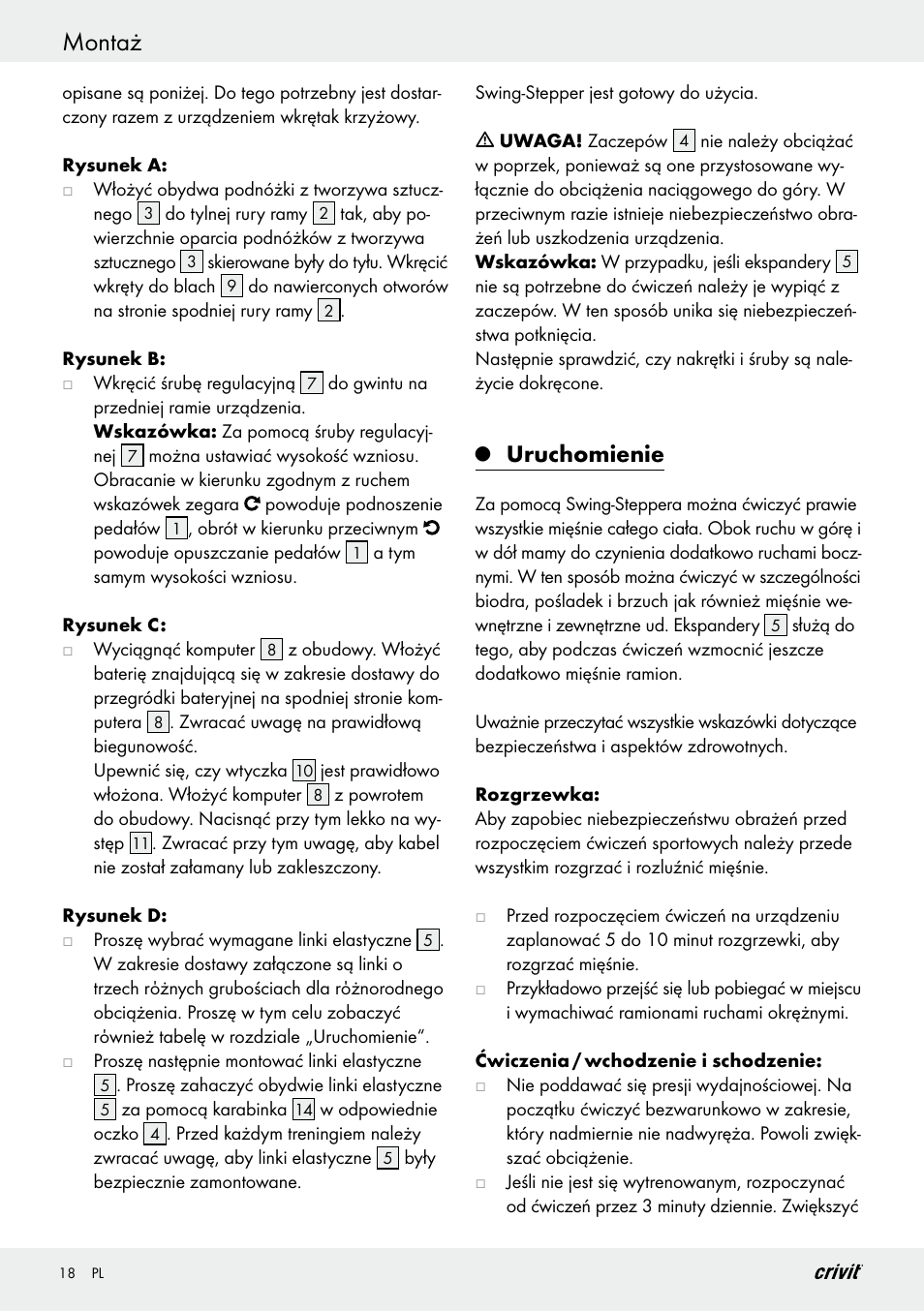 Montaż, Uruchomienie | Crivit Z29550 User Manual | Page 18 / 64