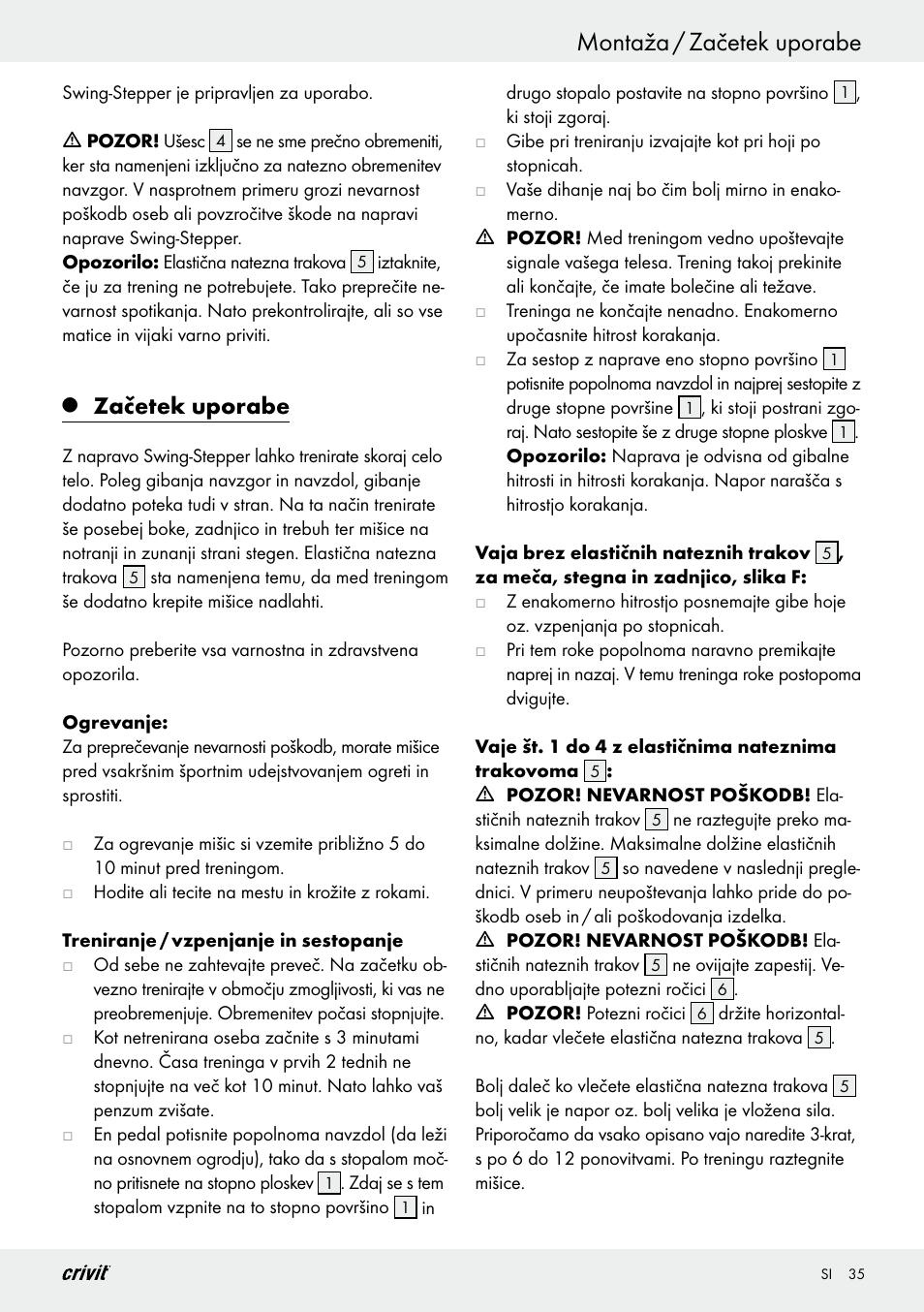 Montaža / začetek uporabe, Začetek uporabe | Crivit Z29550 User Manual | Page 35 / 64