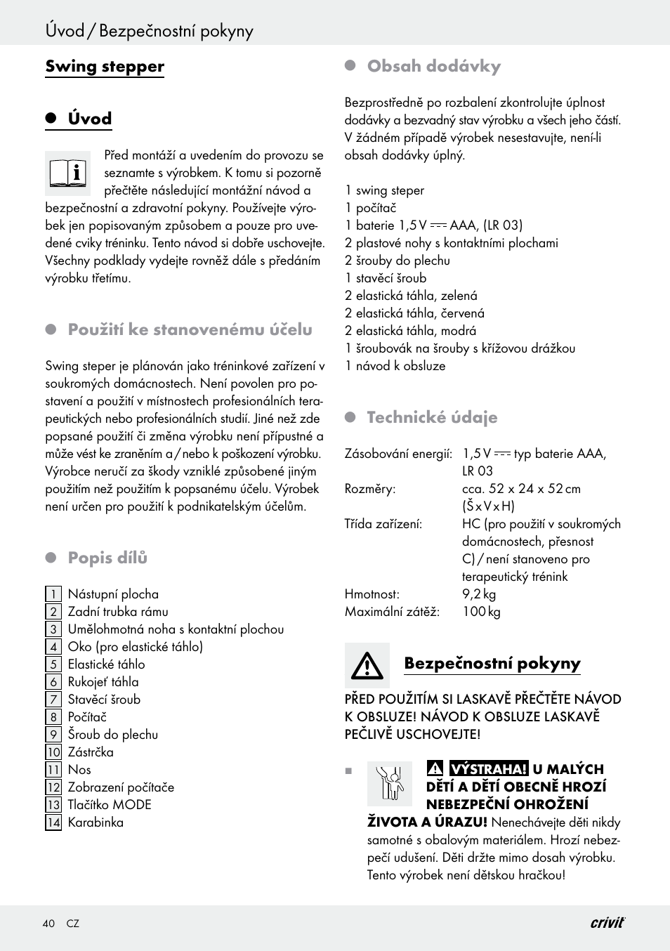 Crivit Z29550 User Manual | Page 40 / 64