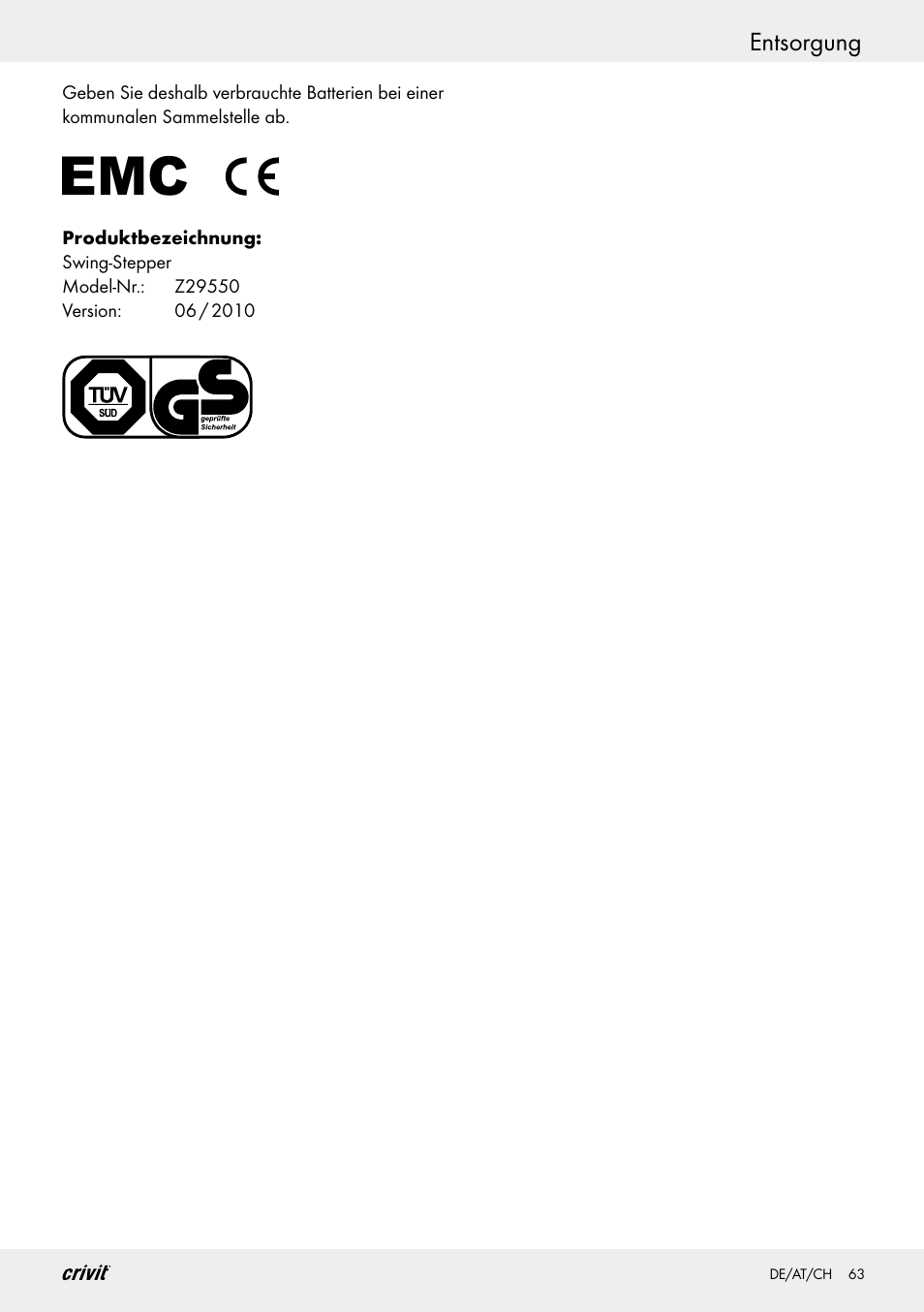 Crivit Z29550 User Manual | Page 63 / 64