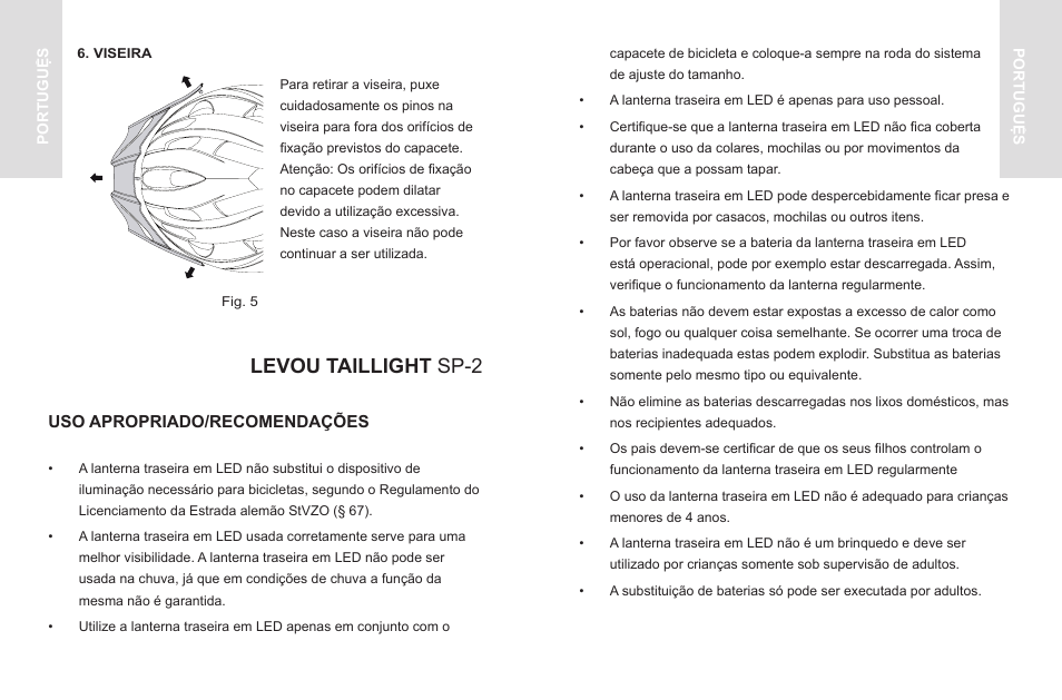 Levou taillight sp-2, Uso apropriado/recomendações | Crivit SP - 33 User Manual | Page 12 / 22