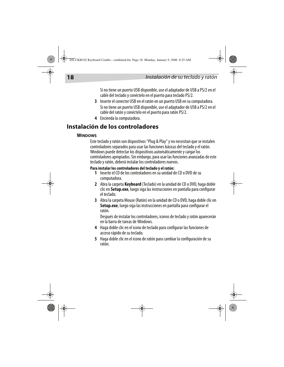 Instalación de los controladores | Dynex DX-CKB102 User Manual | Page 18 / 20