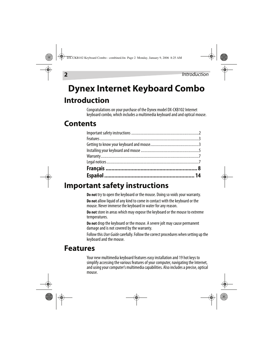 Dynex DX-CKB102 User Manual | Page 2 / 20