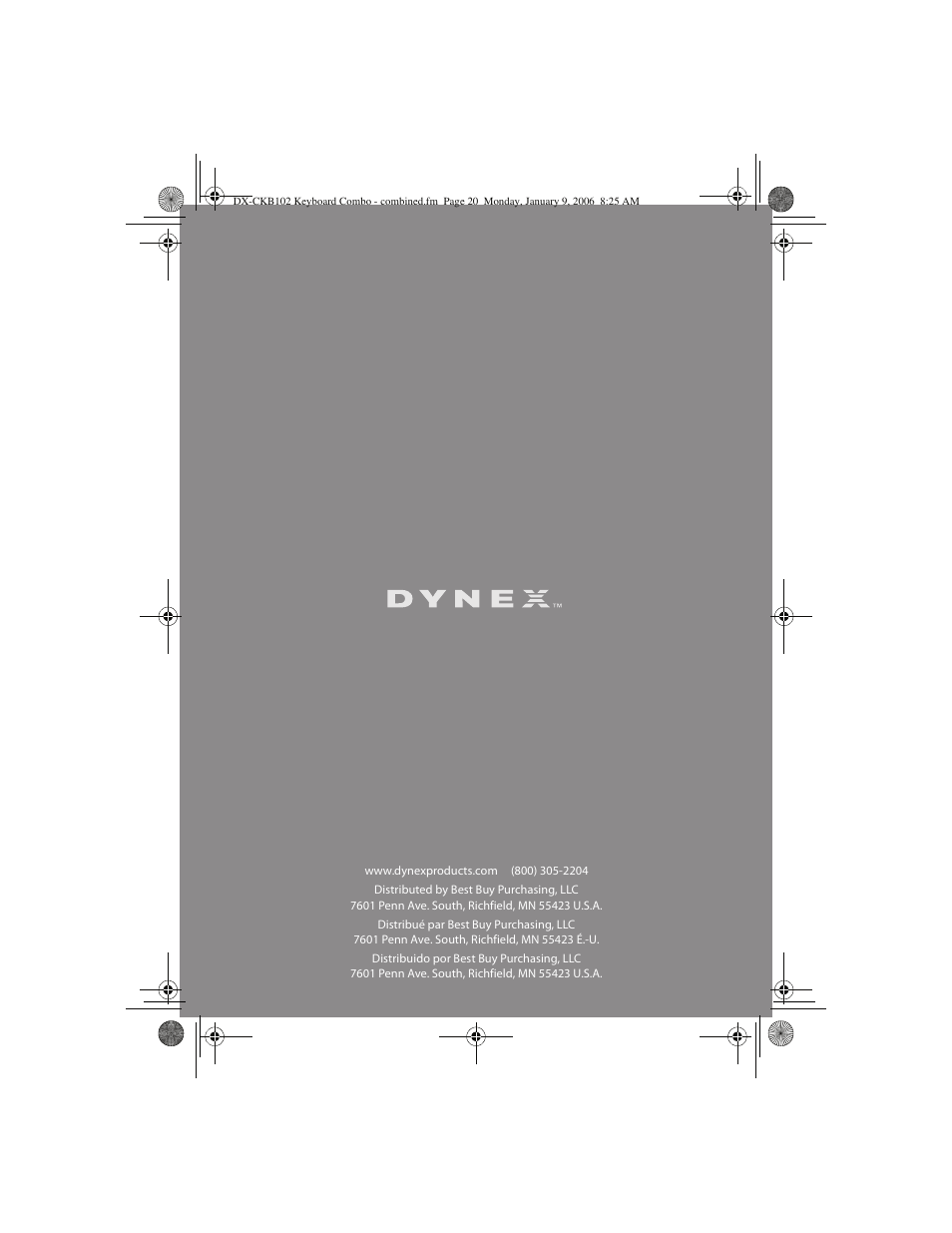 Dynex DX-CKB102 User Manual | Page 20 / 20