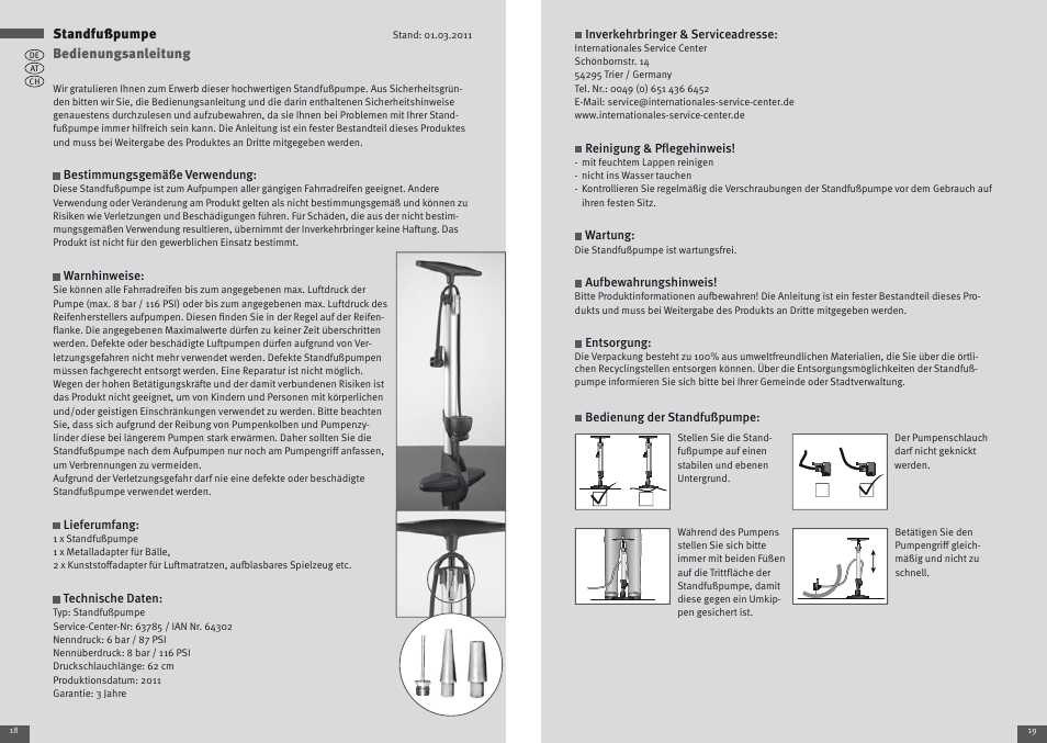 Standfußpumpe, Bedienungsanleitung | Crivit Floor air-pump User Manual | Page 10 / 13