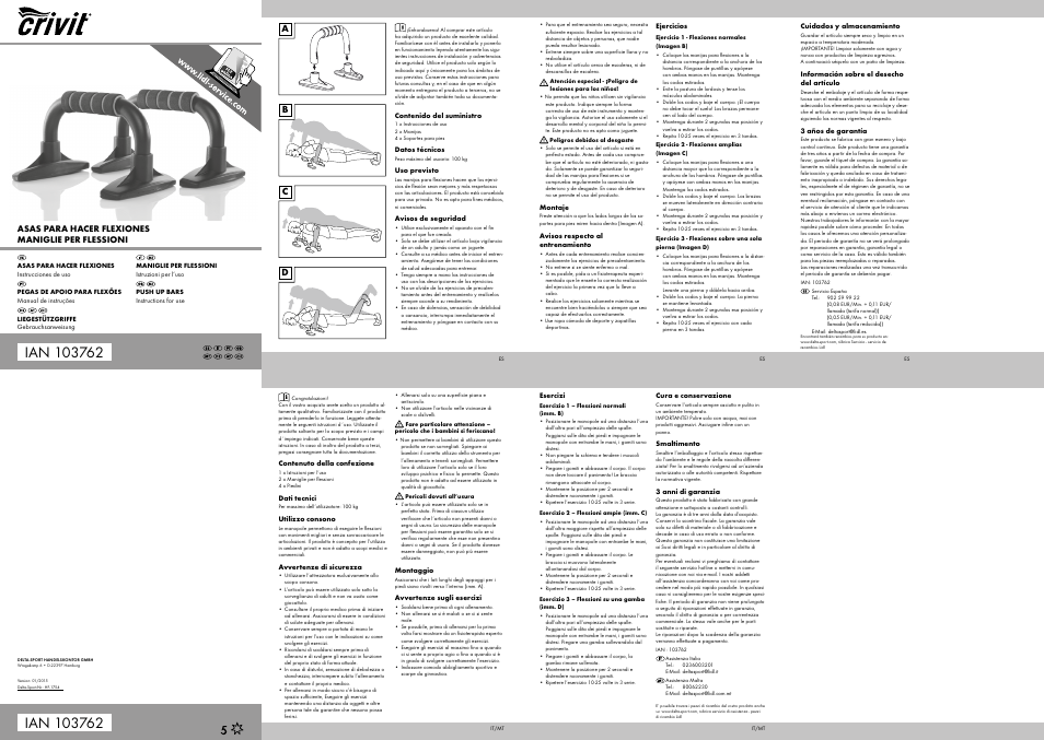 Crivit Push Up Bars User Manual | 2 pages