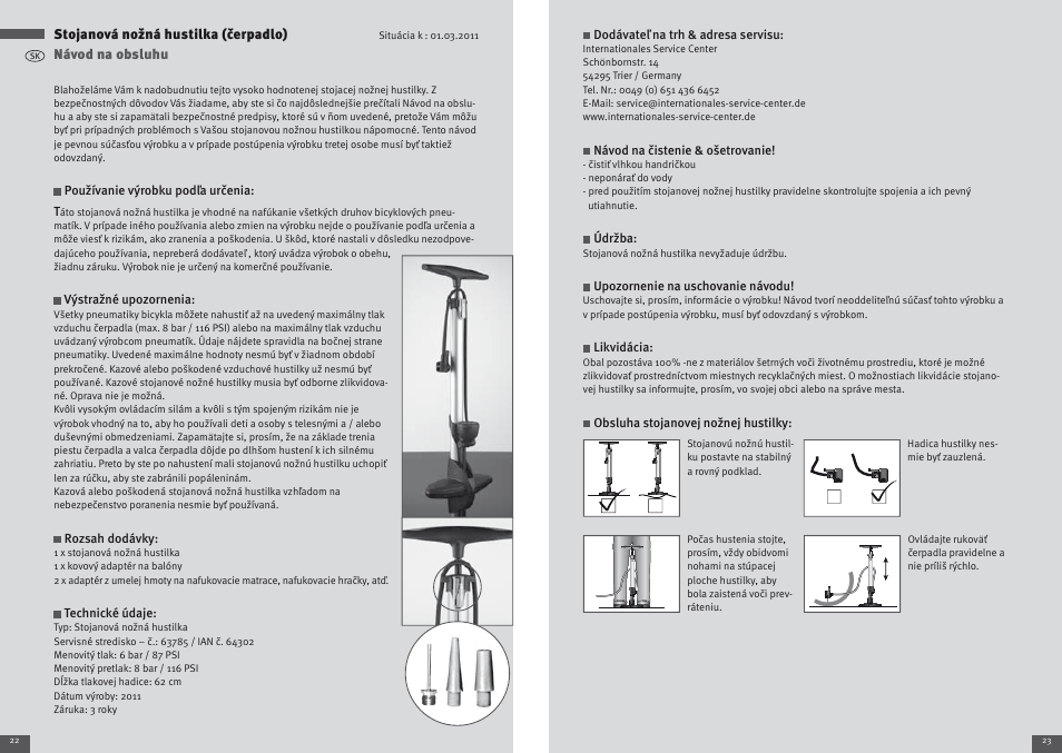 Stojanová nožná hustilka (čerpadlo), Návod na obsluhu | Crivit Floor air-pump User Manual | Page 12 / 17