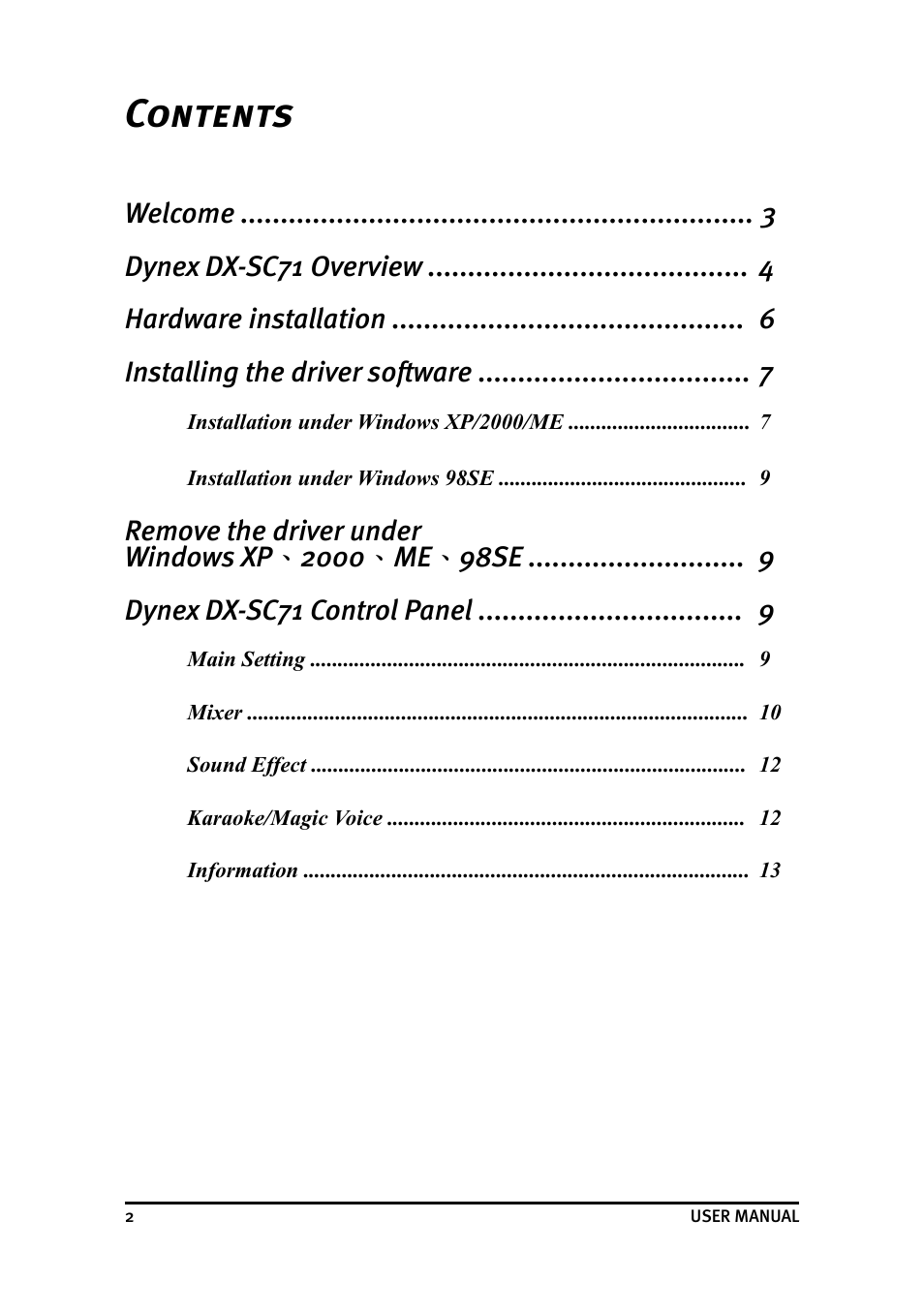 Dynex DX-SC71 User Manual | Page 2 / 40