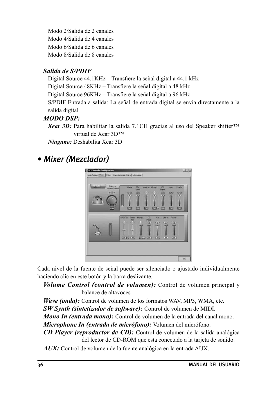 Mixer (mezclador) | Dynex DX-SC71 User Manual | Page 36 / 40