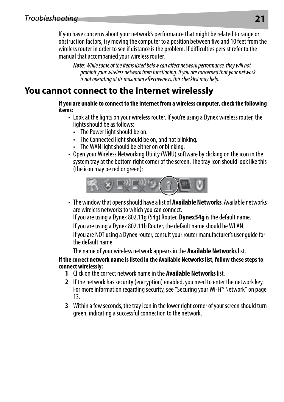 You cannot connect to the internet wirelessly | Dynex DX-EBNBC User Manual | Page 21 / 86