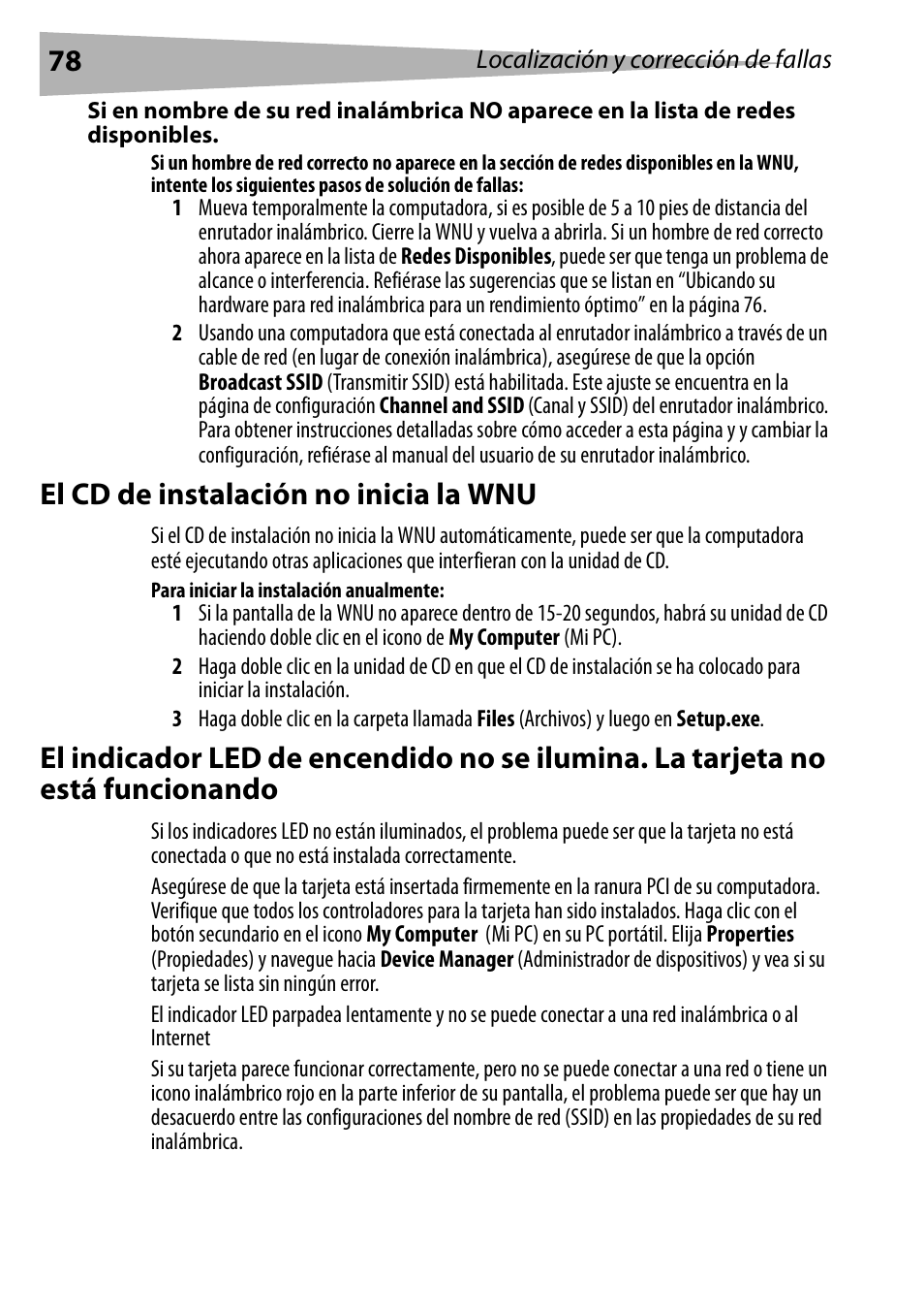 El cd de instalación no inicia la wnu, Para iniciar la instalación anualmente | Dynex DX-EBNBC User Manual | Page 78 / 86