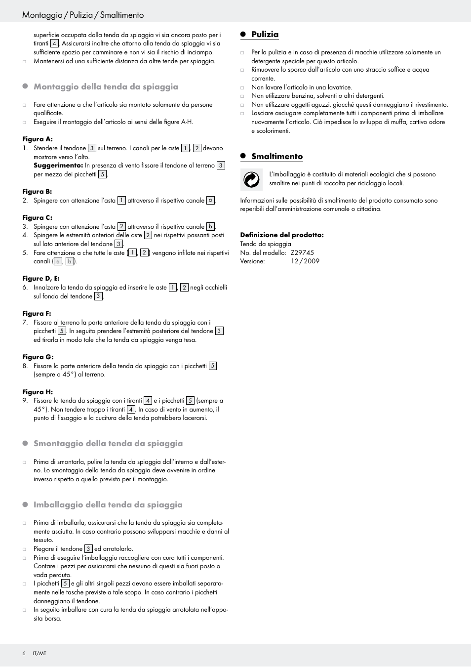 Montaggio / pulizia / smaltimento | Crivit Z29745 User Manual | Page 6 / 15