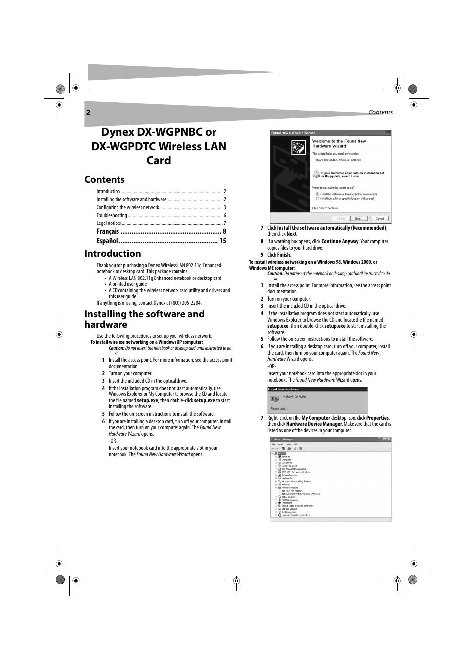Dynex DX-WGPNBC User Manual | Page 2 / 24