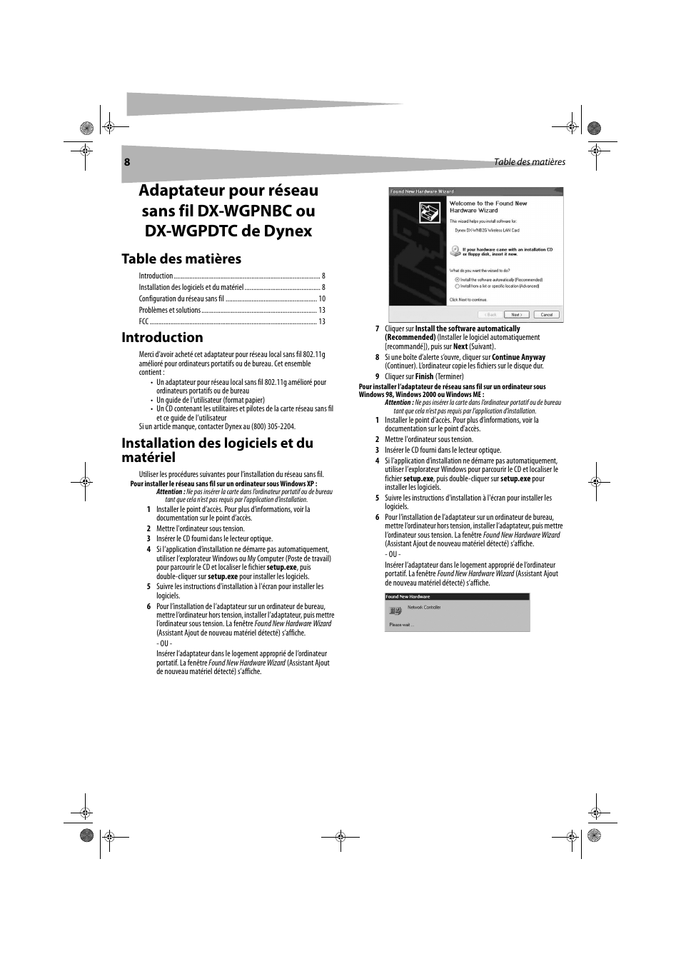 Dynex DX-WGPNBC User Manual | Page 8 / 24