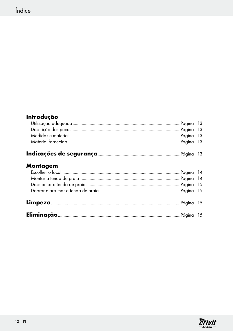 Índice | Crivit Z30696 User Manual | Page 12 / 30