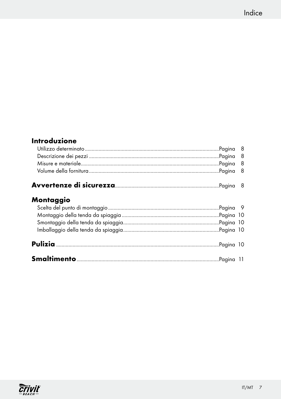 Indice | Crivit Z30696 User Manual | Page 7 / 30