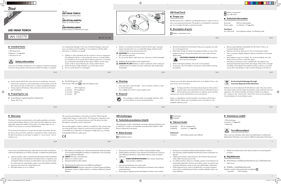 Crivit 103779-14-01/103779-14-02 User Manual | 2 pages