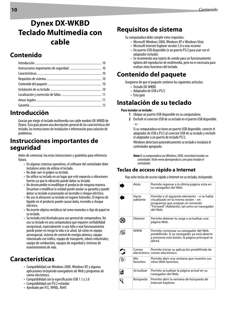 Dynex DX-WKBD User Manual | Page 10 / 16