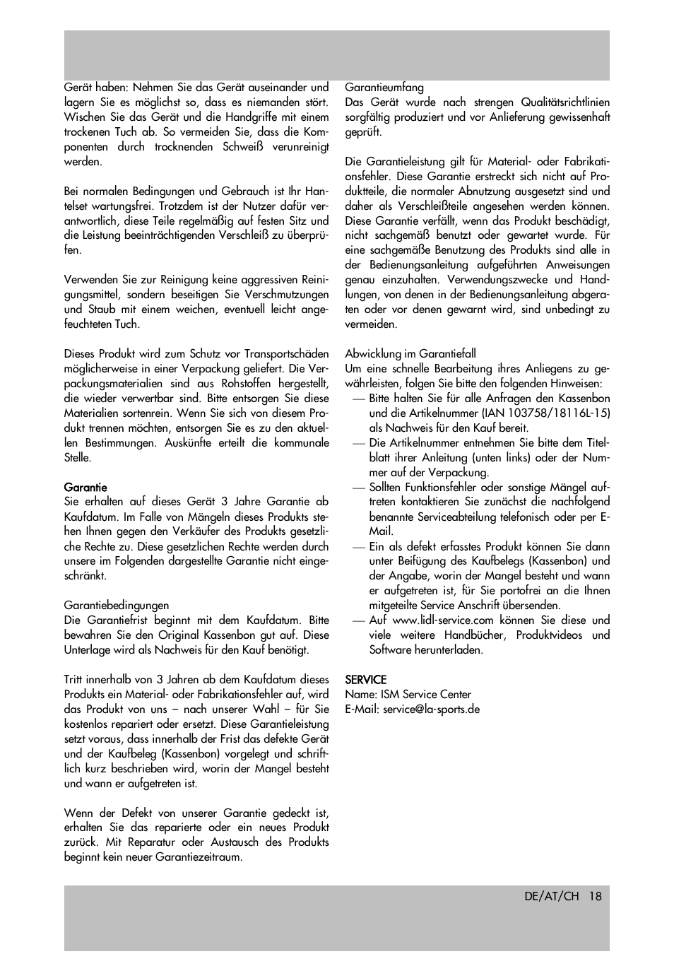 Crivit Dumbbell Set User Manual | Page 18 / 20