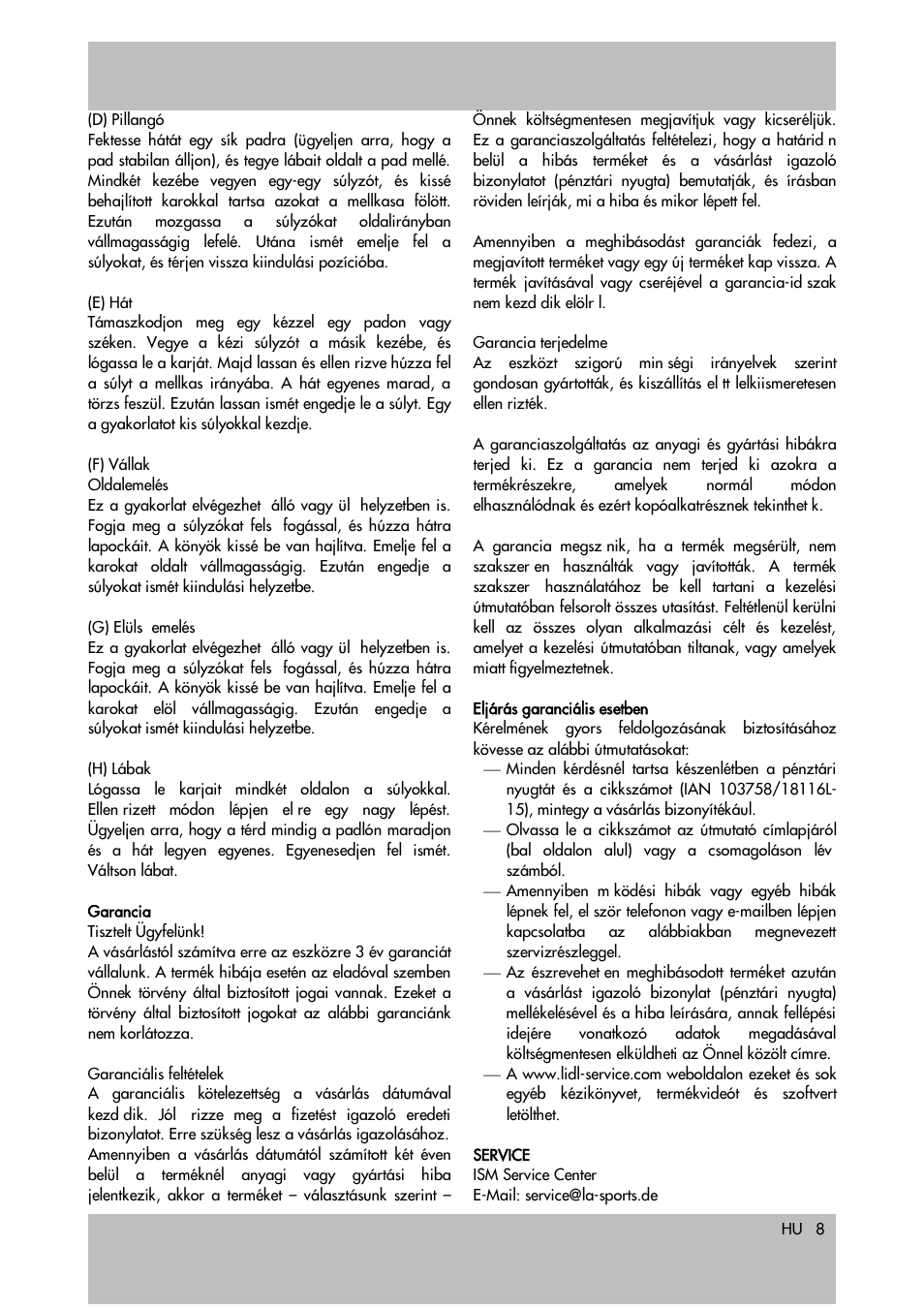 Crivit Dumbbell Set User Manual | Page 8 / 20