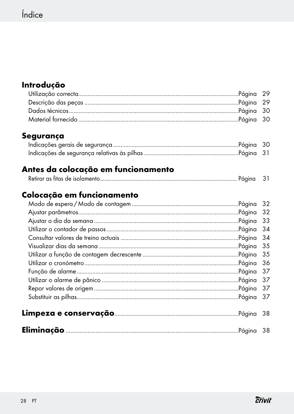 Índice | Crivit H14347 User Manual | Page 28 / 61