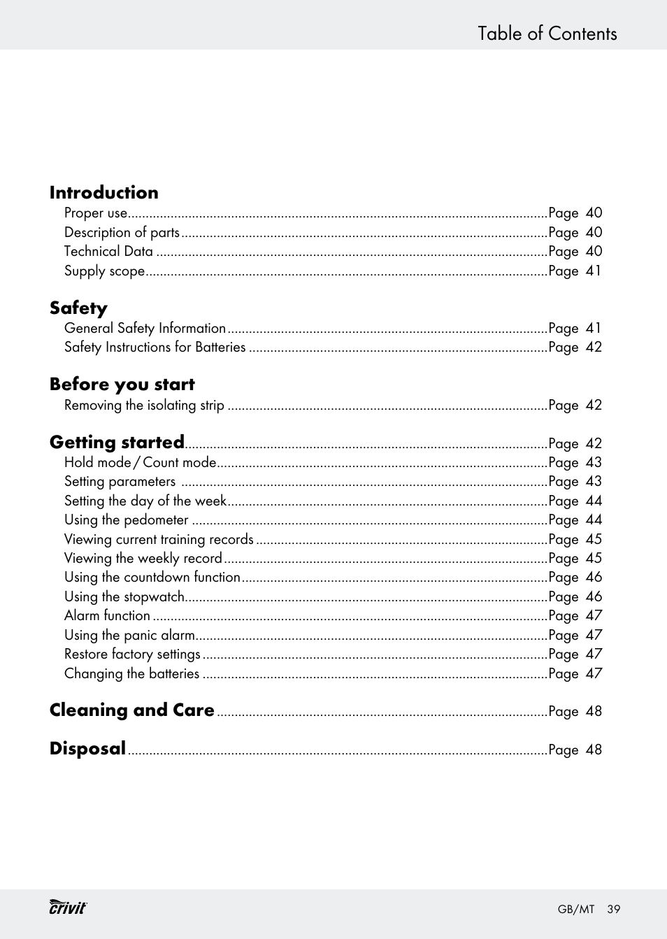 Crivit H14347 User Manual | Page 39 / 61