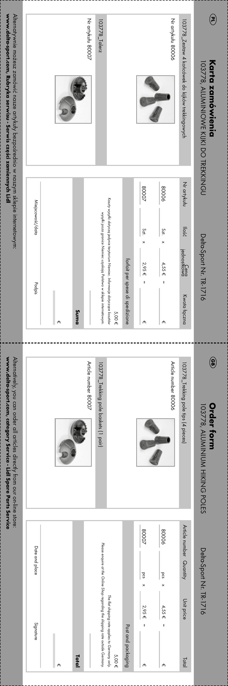 Kar ta zamó wienia, Order f or m | Crivit TR-1716 User Manual | Page 24 / 28