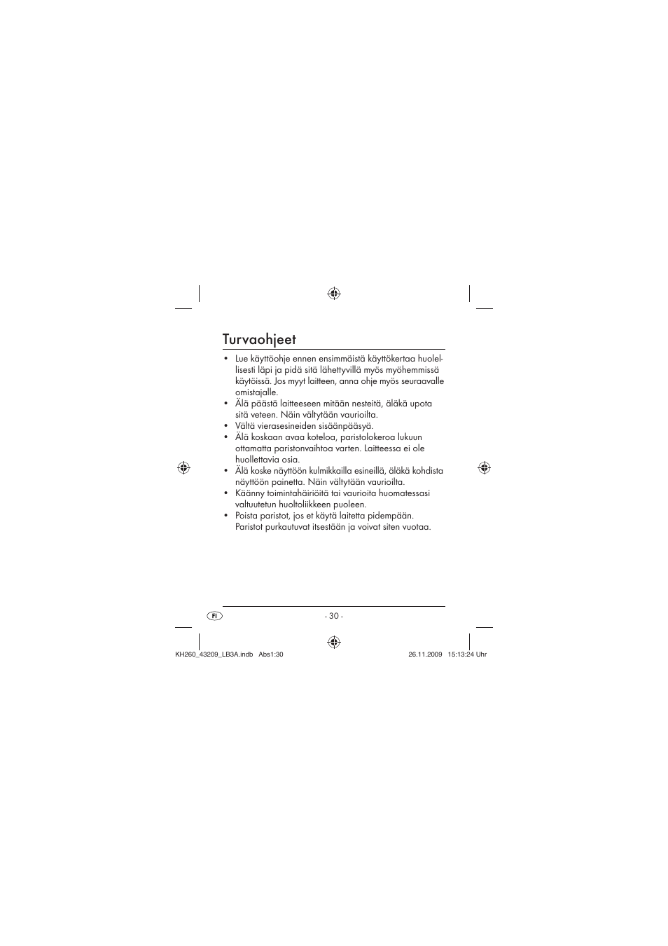 Turvaohjeet | Crivit KH260-10/09-V2 User Manual | Page 32 / 80