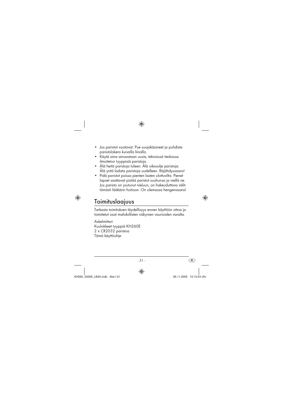 Toimituslaajuus | Crivit KH260-10/09-V2 User Manual | Page 33 / 80