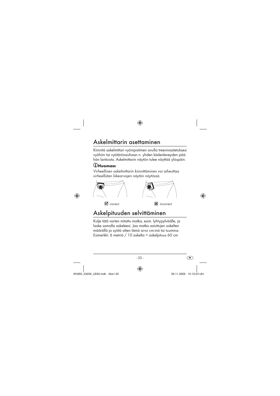Askelmittarin asettaminen, Askelpituuden selvittäminen | Crivit KH260-10/09-V2 User Manual | Page 37 / 80