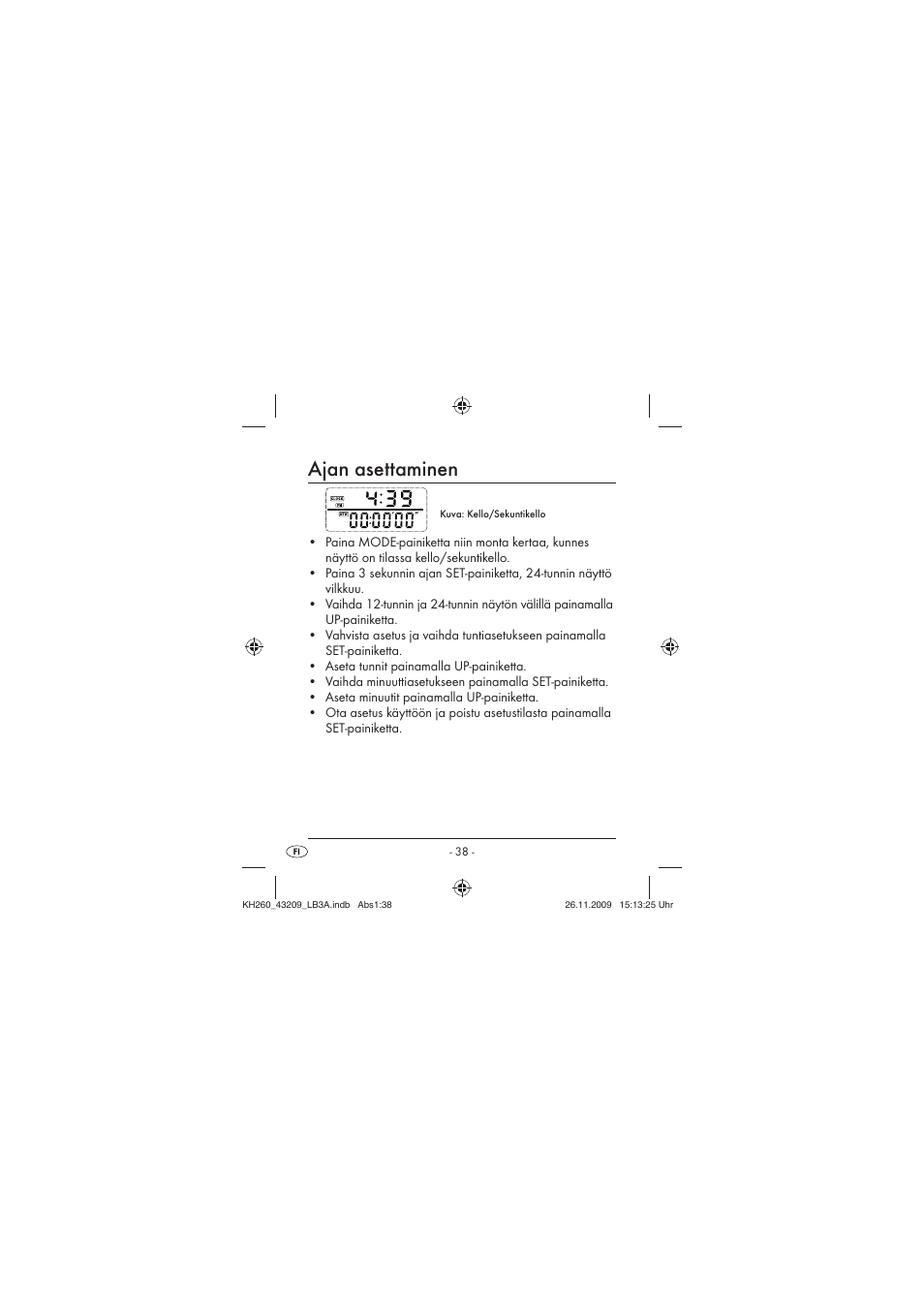 Ajan asettaminen | Crivit KH260-10/09-V2 User Manual | Page 40 / 80