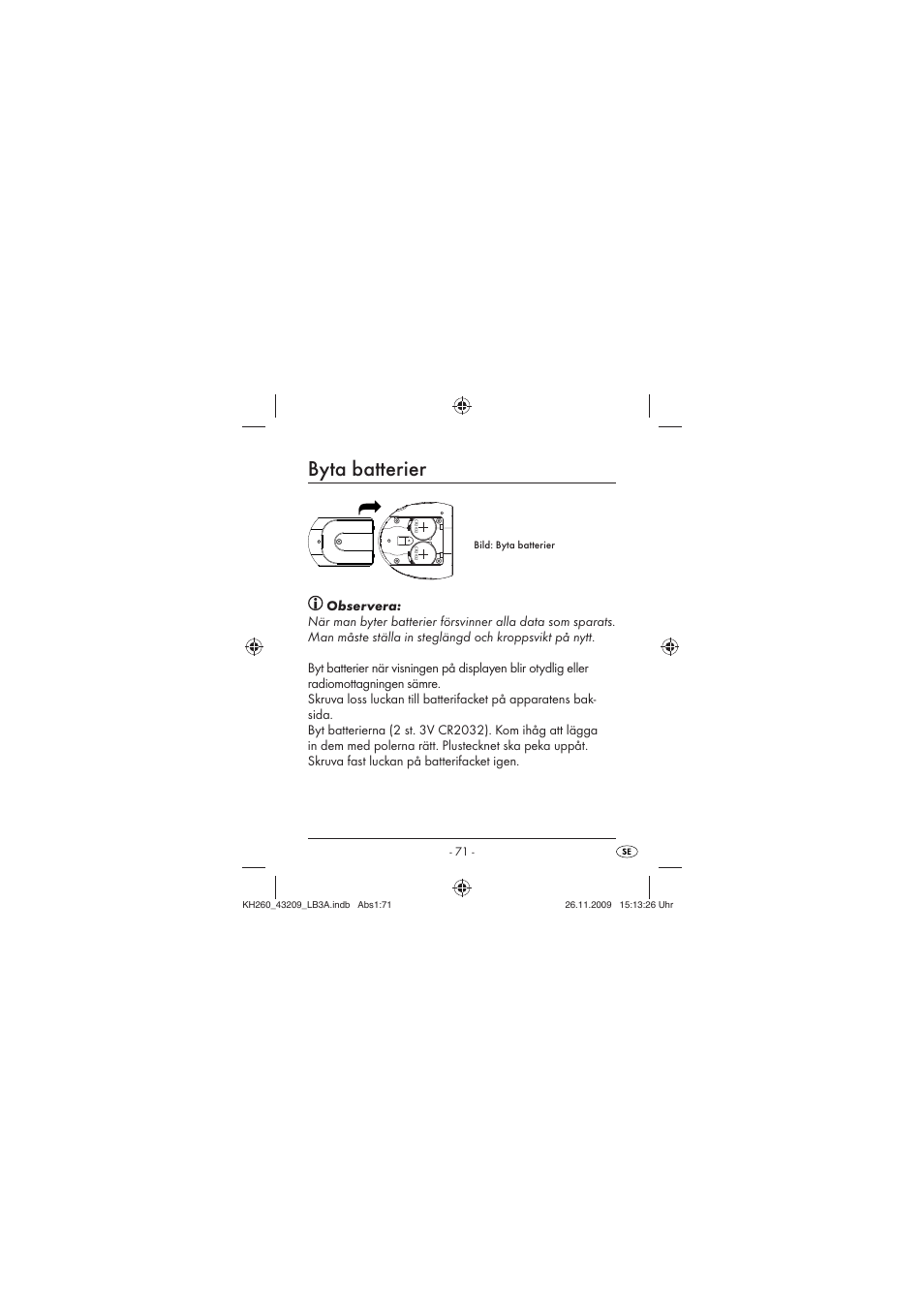 Byta batterier | Crivit KH260-10/09-V2 User Manual | Page 73 / 80