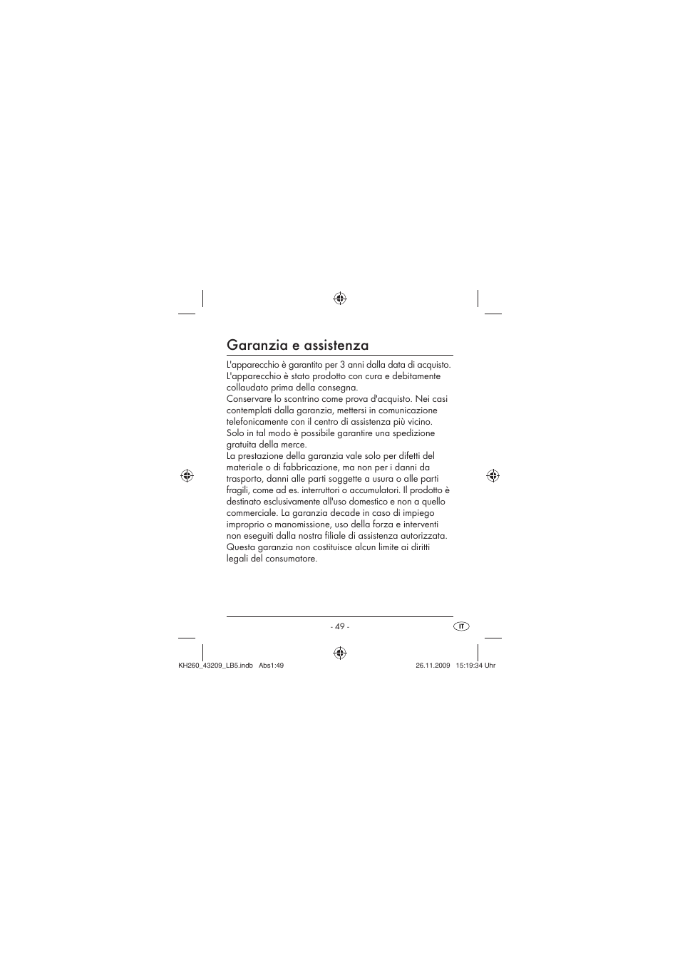 Garanzia e assistenza | Crivit KH260-10/09-V2 User Manual | Page 51 / 80