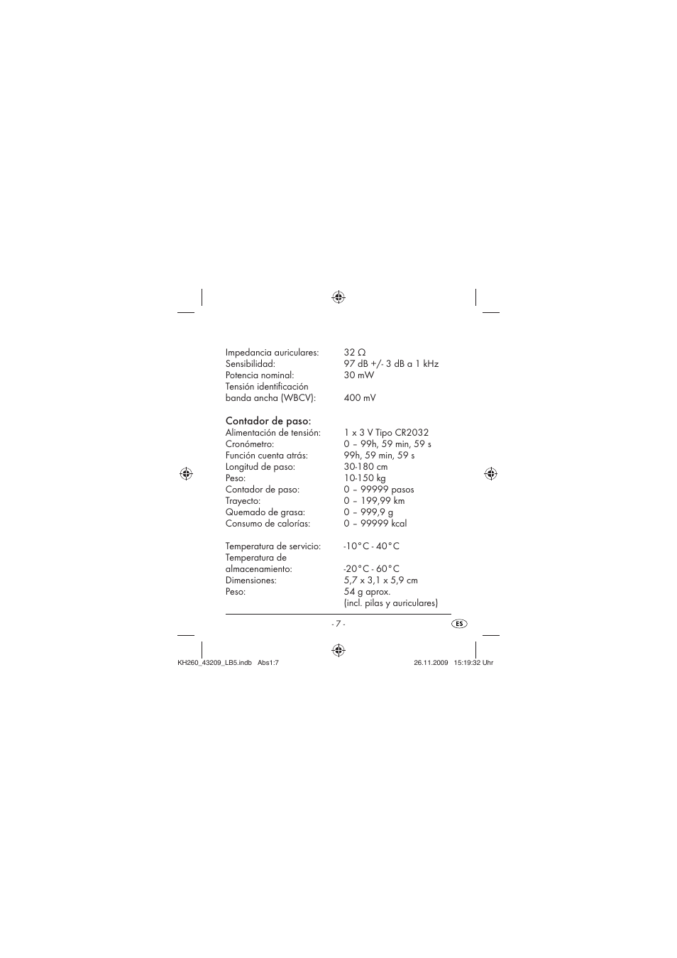 Contador de paso | Crivit KH260-10/09-V2 User Manual | Page 9 / 80