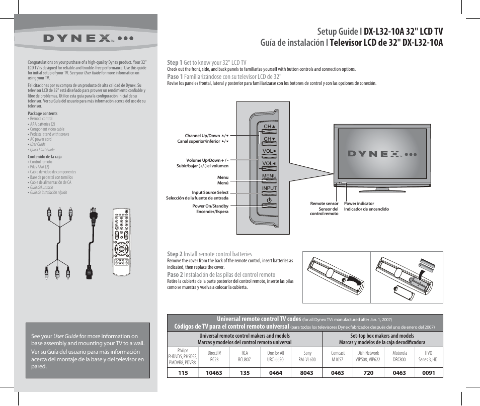 Dynex DX-L32-10A User Manual | 2 pages