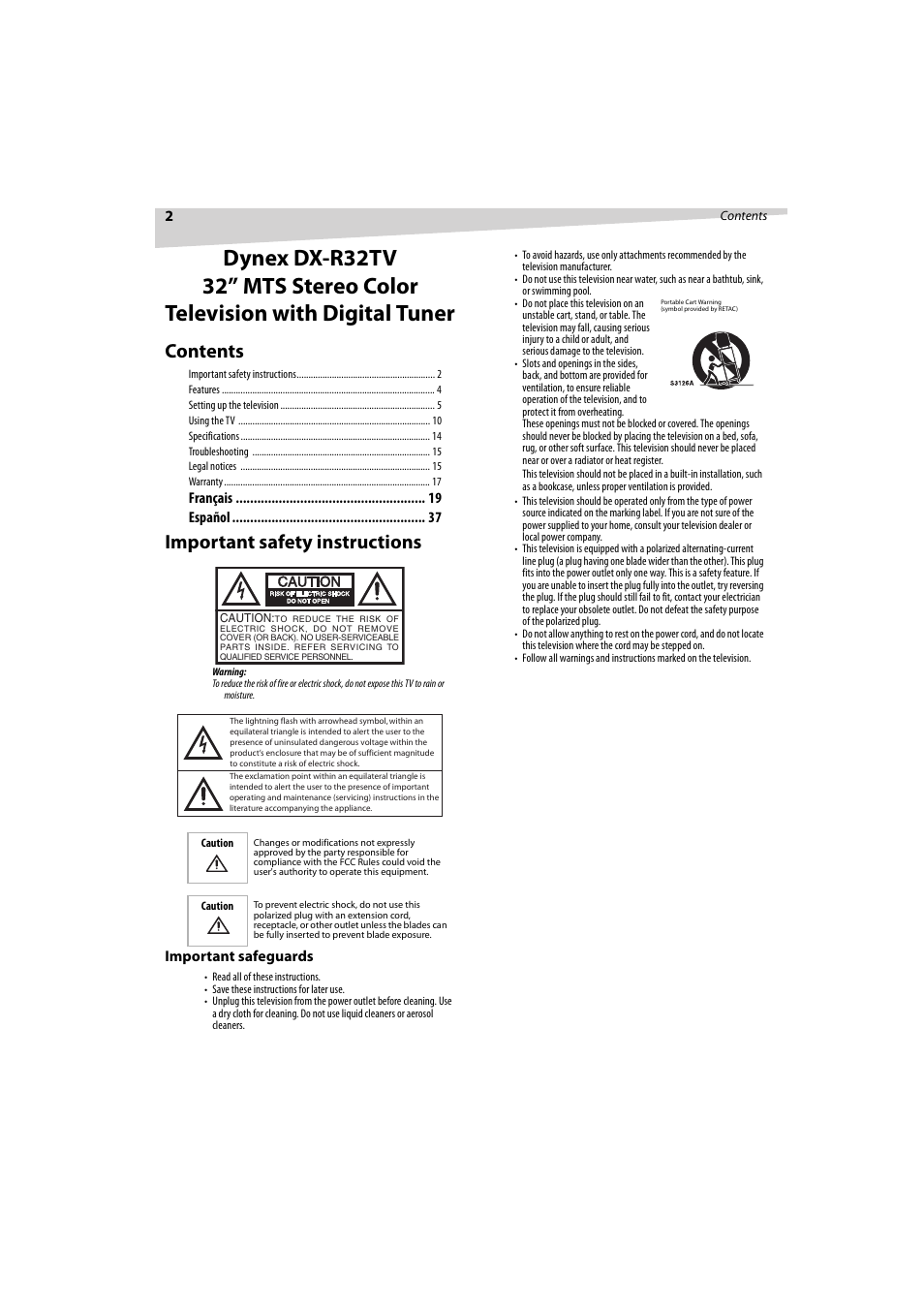 Dynex DX-R32TV User Manual | Page 2 / 56