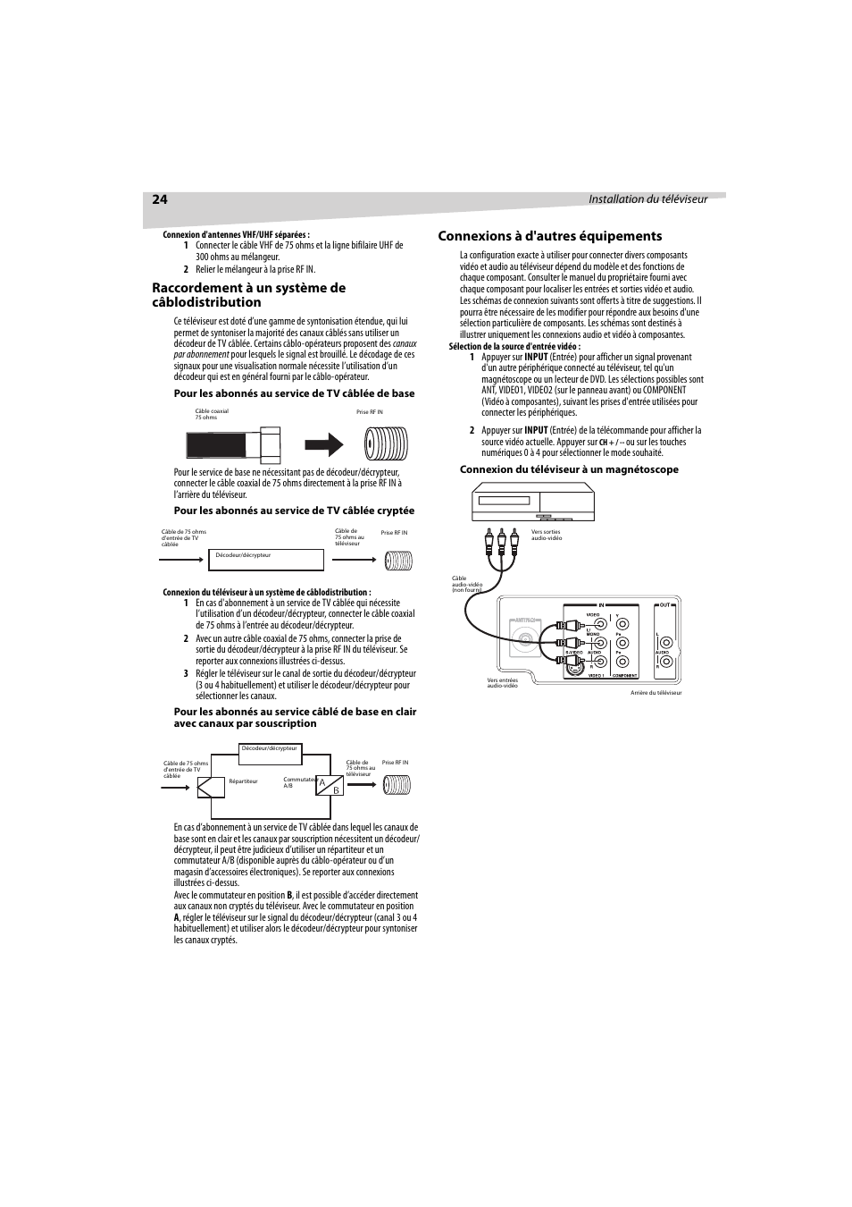 Raccordement à un système de câblodistribution, Connexions à d'autres équipements | Dynex DX-R32TV User Manual | Page 24 / 56