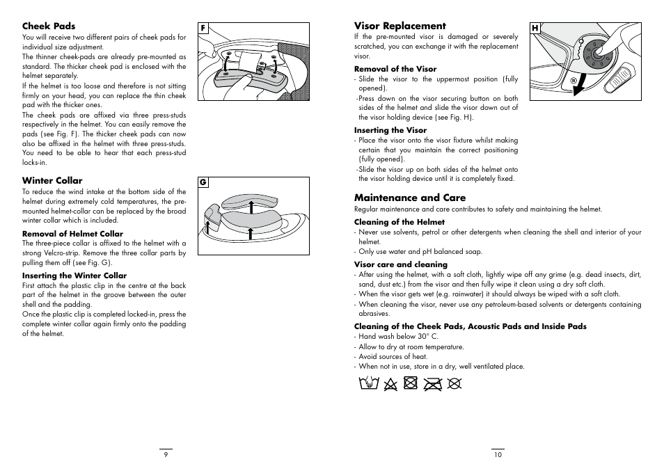 Visor replacement, Maintenance and care | Crivit V161 User Manual | Page 5 / 6