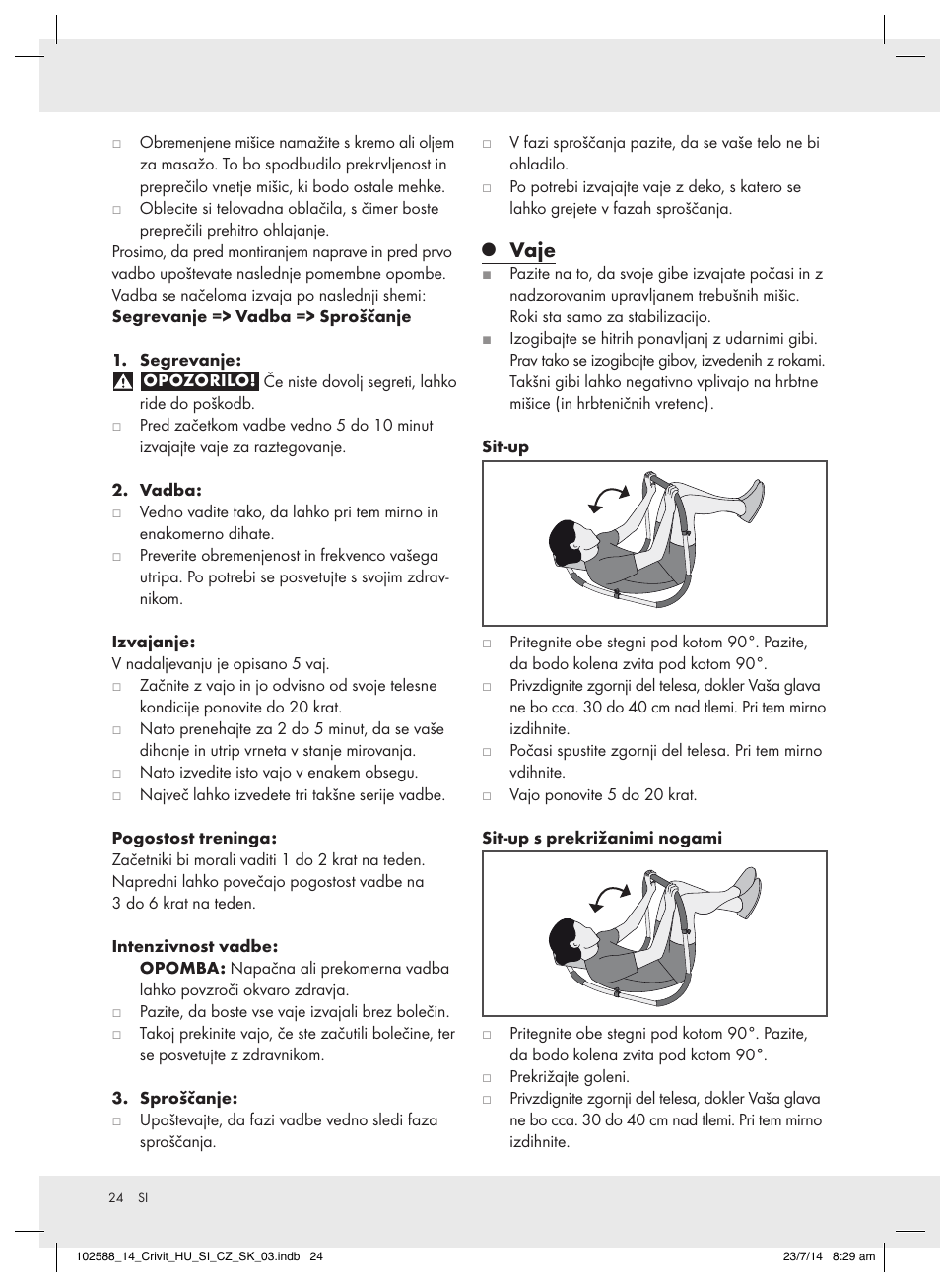 Vaje | Crivit Z31742 User Manual | Page 24 / 47