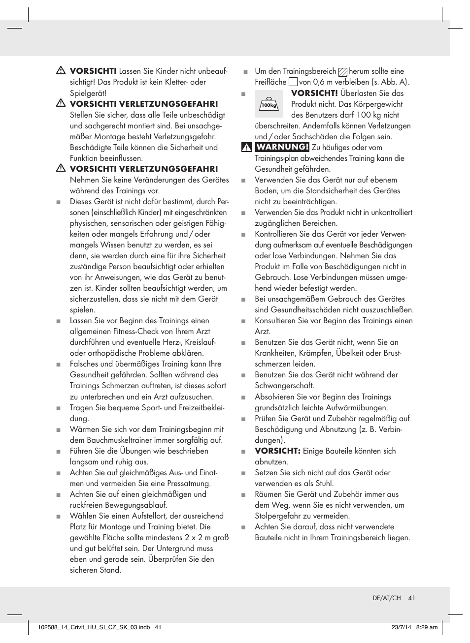 Lieferumfang, Technische daten, Sicherheitshinweise | Crivit Z31742 User Manual | Page 41 / 47